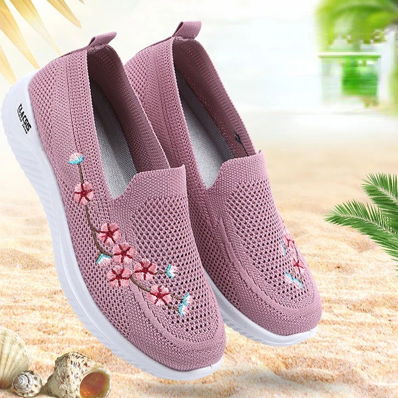 Chaussures Mocassins Femme Décontractées avec Broderie Florale