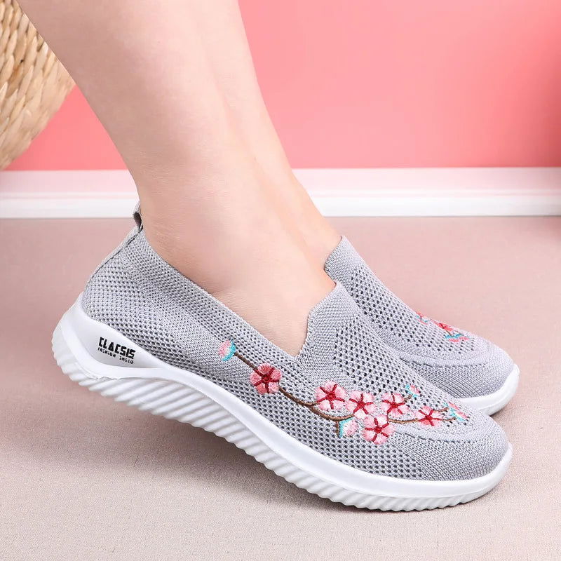 Chaussures Mocassins Femme Décontractées avec Broderie Florale