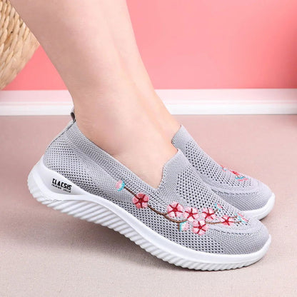 Chaussures Mocassins Femme Décontractées avec Broderie Florale