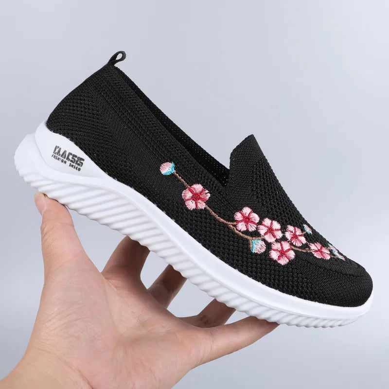 Chaussures Mocassins Femme Décontractées avec Broderie Florale