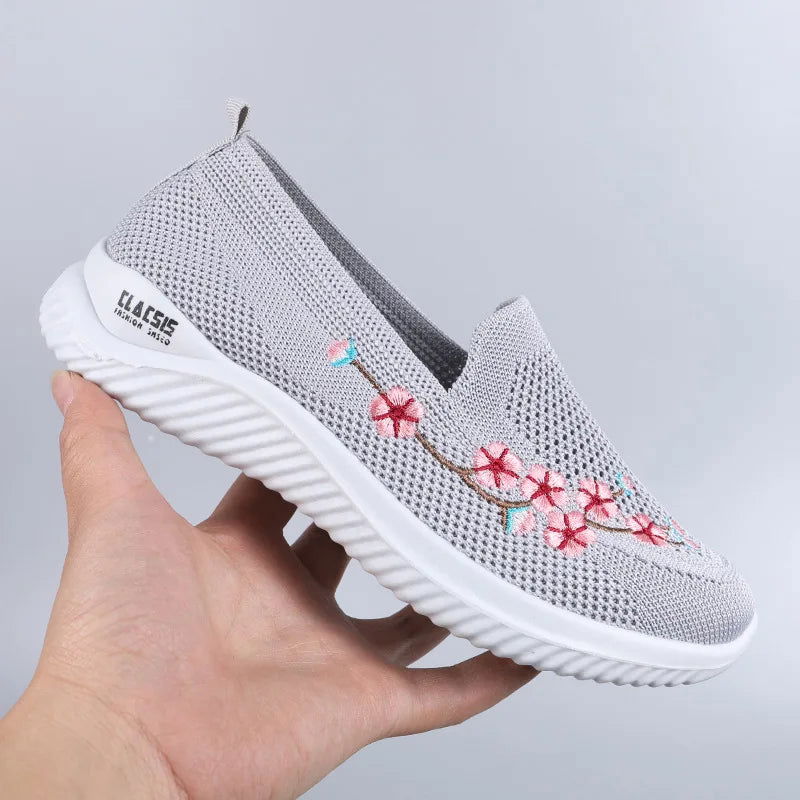 Chaussures Mocassins Femme Décontractées avec Broderie Florale