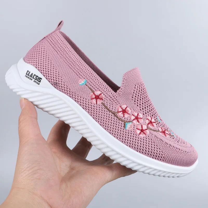 Chaussures Mocassins Femme Décontractées avec Broderie Florale