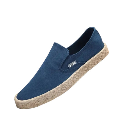 Espadrilles Homme Toile – Slip-On Uni Semelle Tressée