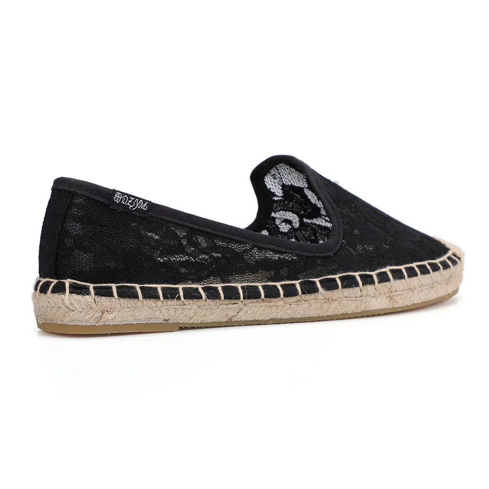 Espadrilles Femme Dentelle – Motif Floral Semelle Corde