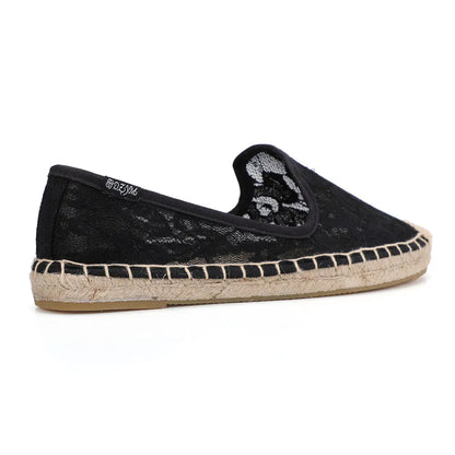 Espadrilles Femme Dentelle – Motif Floral Semelle Corde