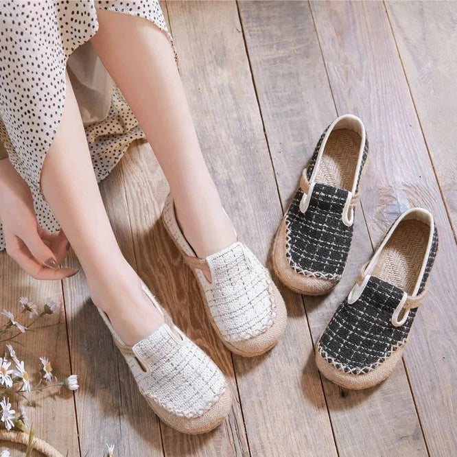 Espadrilles Femme Toile – Motif Brodé Slip-On