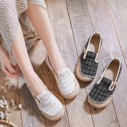 Espadrilles Femme Toile – Motif Brodé Slip-On