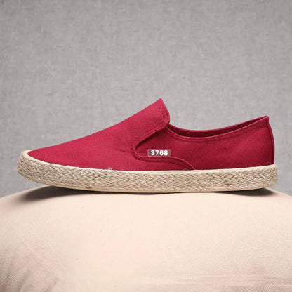 Espadrilles Homme Toile – Slip-On Uni Semelle Tressée
