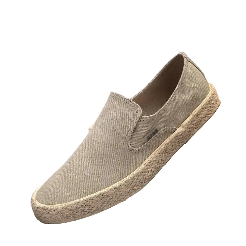 Espadrilles Homme Toile – Slip-On Uni Semelle Tressée