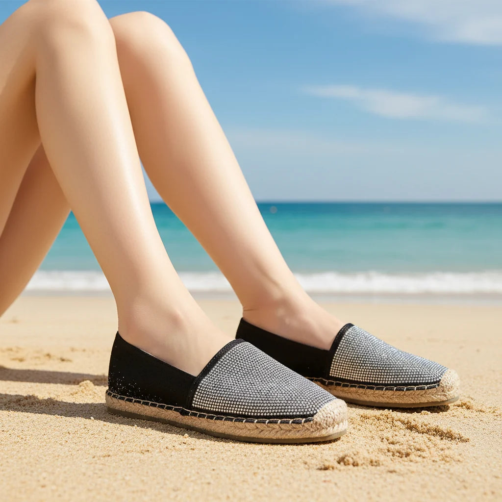 Espadrilles Femme Brillantes – Slip-On À Strass