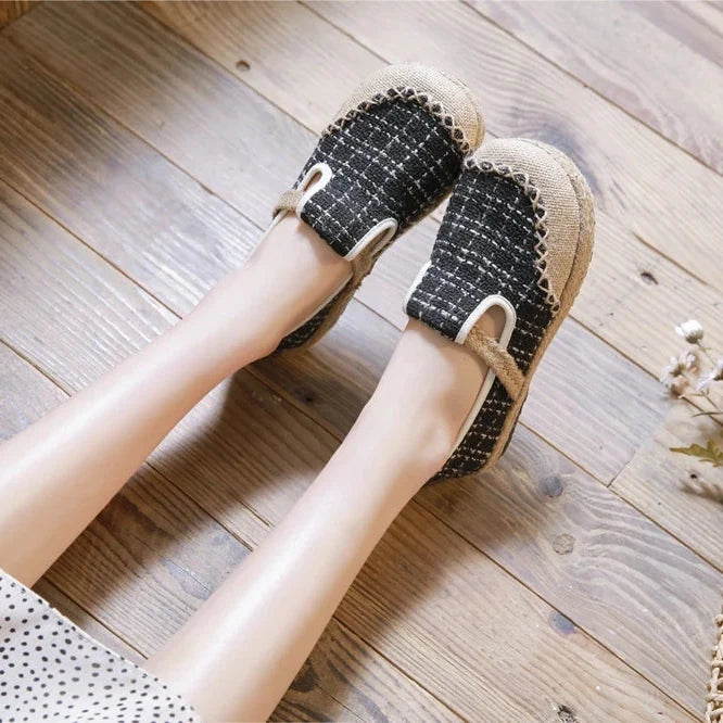 Espadrilles Femme Toile – Motif Brodé Slip-On