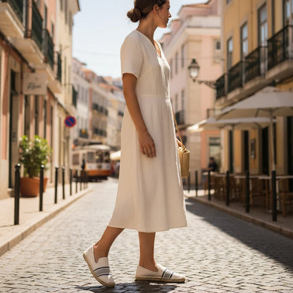 Espadrilles Femme Toile Rayées – Bout Pointu Été