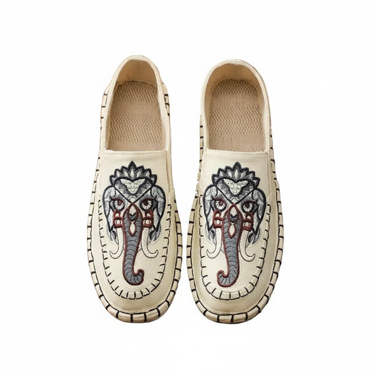 Espadrilles Homme Toile Brodée – Motif Graphique Style Asiatique