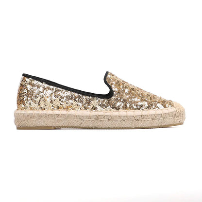 Espadrilles Femme Toile Sequins – Motif Floral Brillant