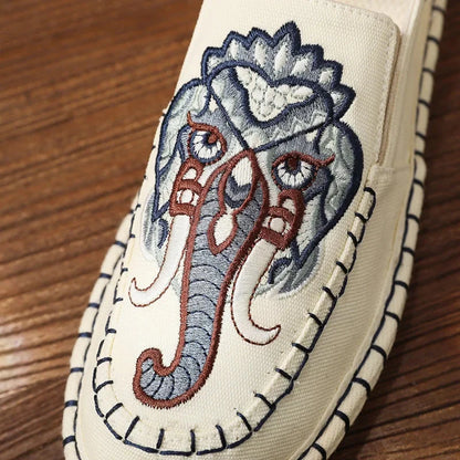 Espadrilles Homme Toile Brodée – Motif Graphique Style Asiatique