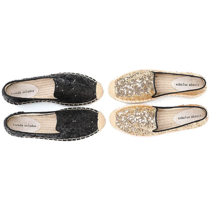 Espadrilles Femme Toile Sequins – Motif Floral Brillant