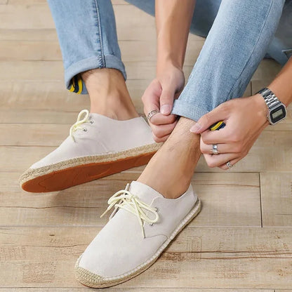 Espadrilles Homme Toile Lacets – Semelle Corde Cousue