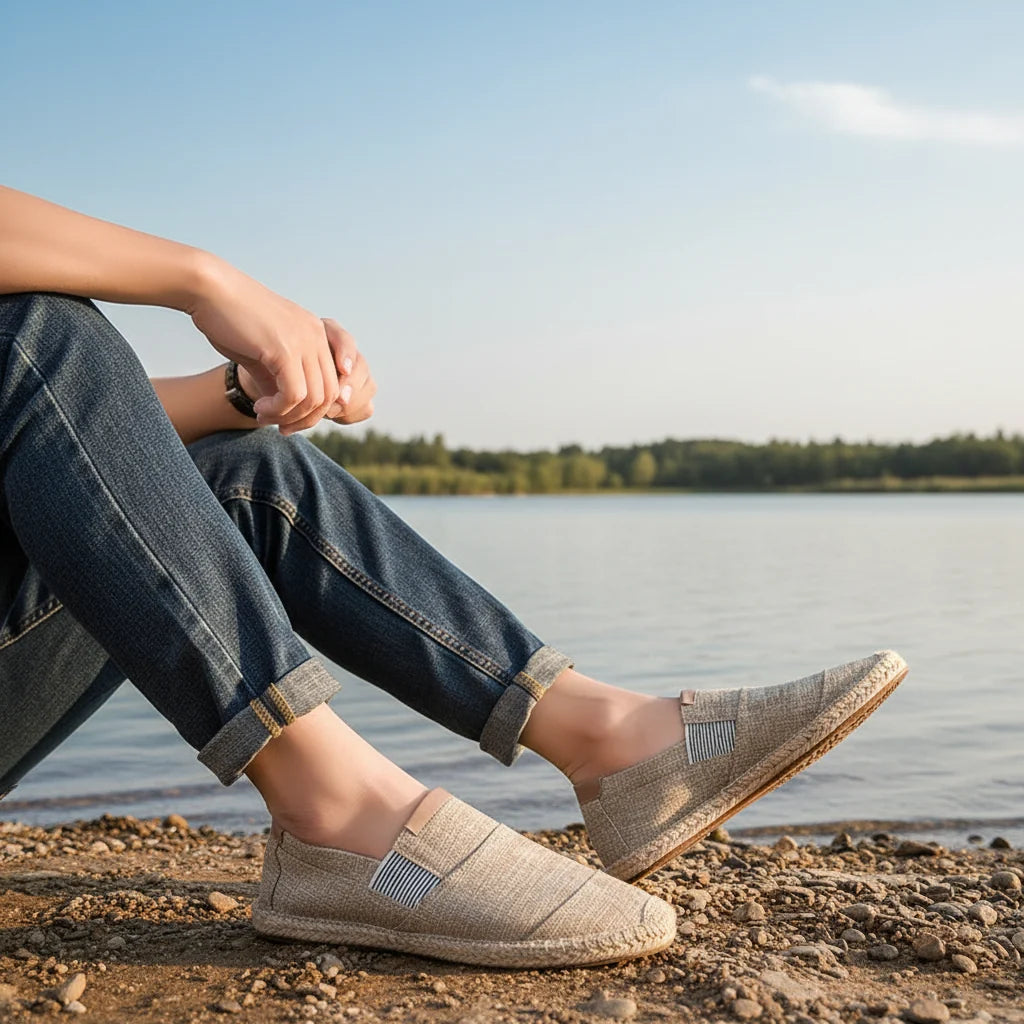 Espadrilles Homme Toile – Patchwork Respirant Semelle Tressée