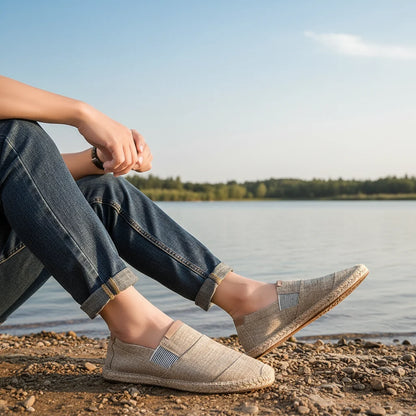 Espadrilles Homme Toile – Patchwork Respirant Semelle Tressée