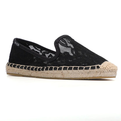 Espadrilles Femme Dentelle – Motif Floral Semelle Corde