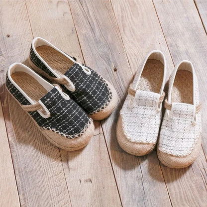 Espadrilles Femme Toile – Motif Brodé Slip-On