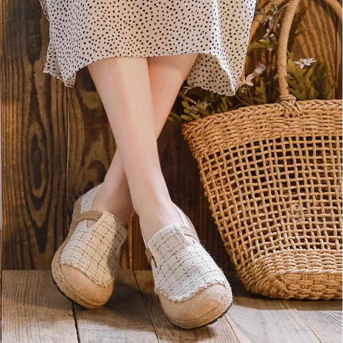 Espadrilles Femme Toile – Motif Brodé Slip-On