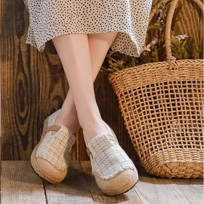 Espadrilles Femme Toile – Motif Brodé Slip-On