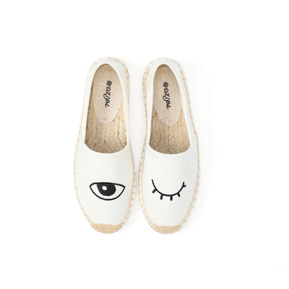 Espadrilles Femme Toile – Motif Œil Brodé