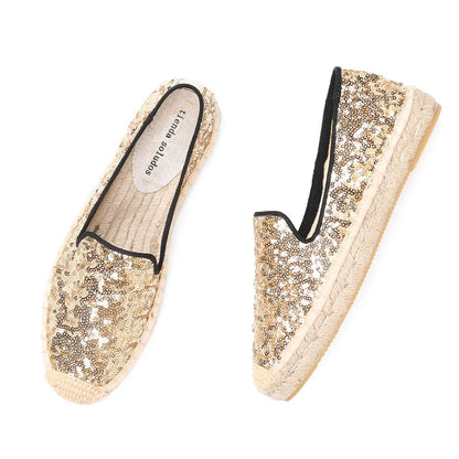 Espadrilles Femme Toile Sequins – Motif Floral Brillant