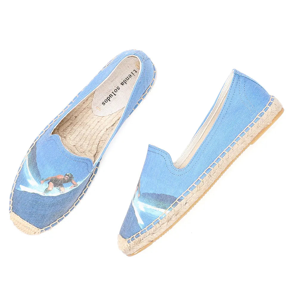 Espadrilles Femme Toile Motif Peint – Semelle Plate Corde