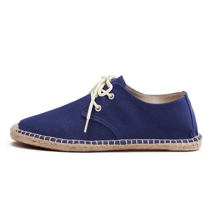 Espadrilles Homme Toile Lacets – Semelle Corde Cousue