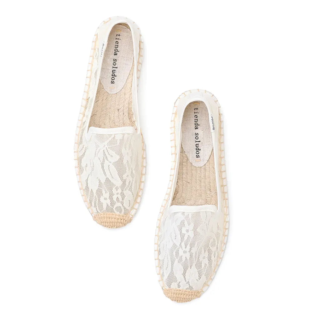 Espadrilles Femme Dentelle – Motif Floral Semelle Corde