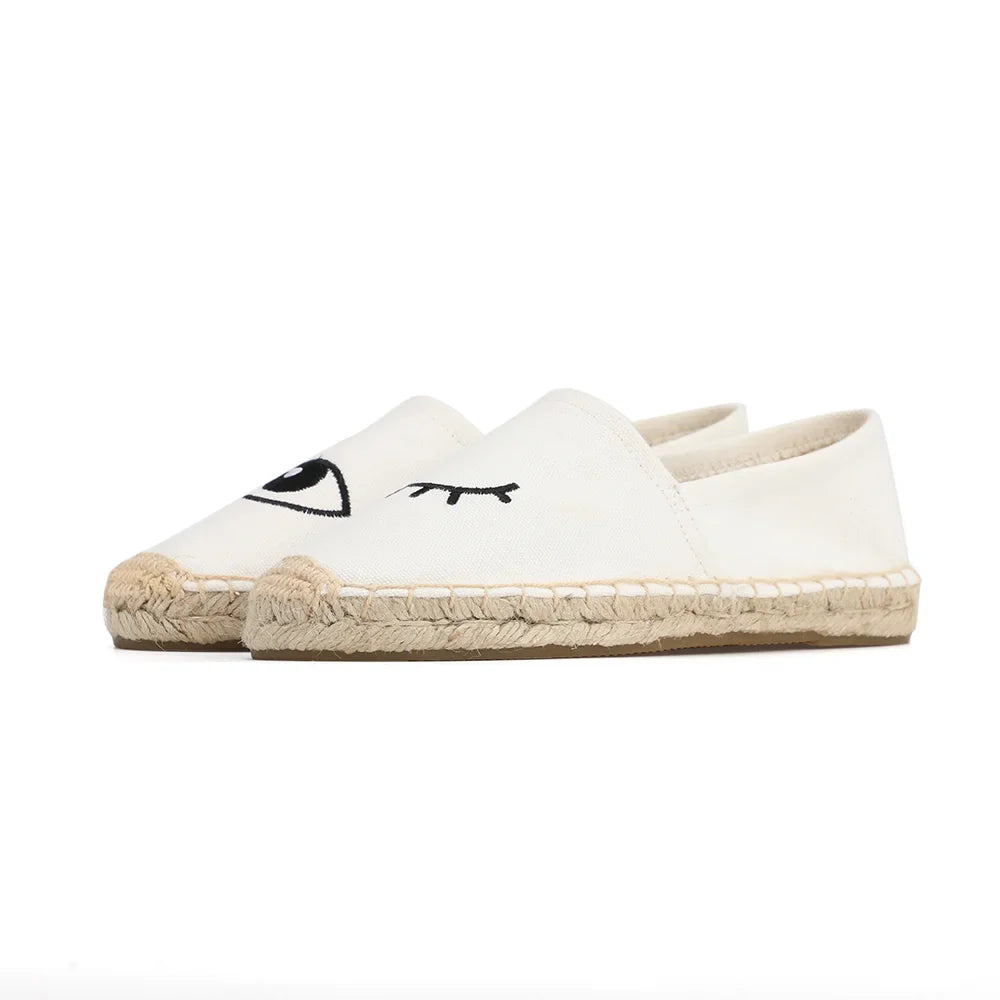 Espadrilles Femme Toile – Motif Œil Brodé