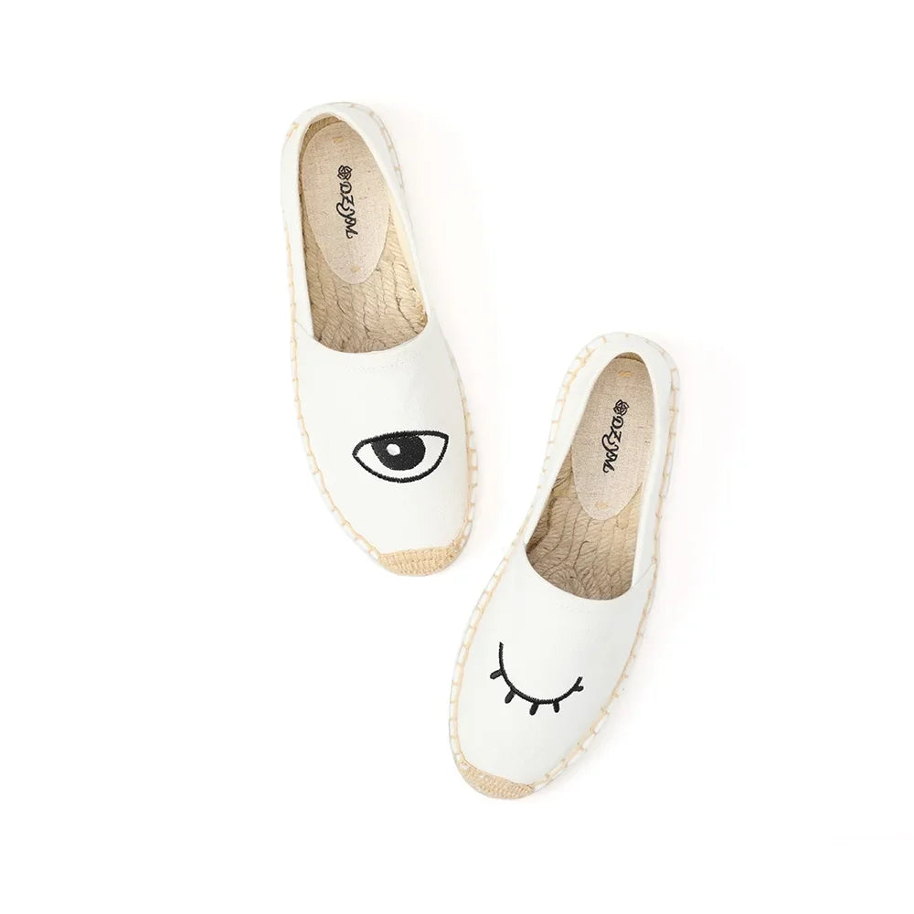 Espadrilles Femme Toile – Motif Œil Brodé