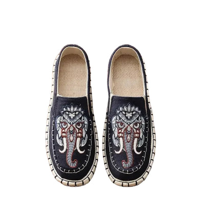 Espadrilles Homme Toile Brodée – Motif Graphique Style Asiatique