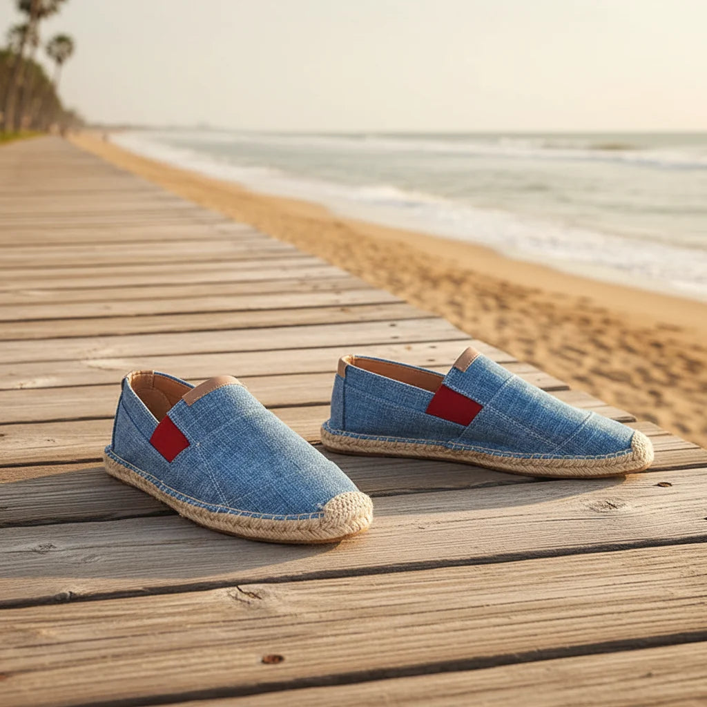 Espadrilles Homme Toile – Patchwork Respirant Semelle Tressée