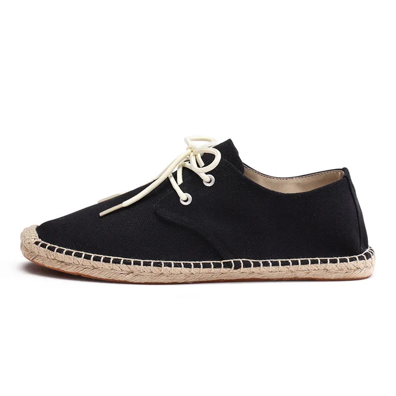 Espadrilles Homme Toile Lacets – Semelle Corde Cousue