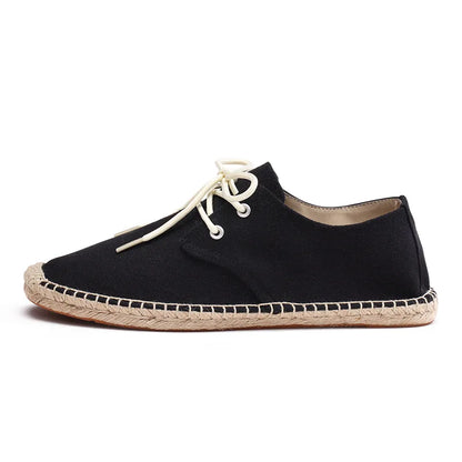 Espadrilles Homme Toile Lacets – Semelle Corde Cousue