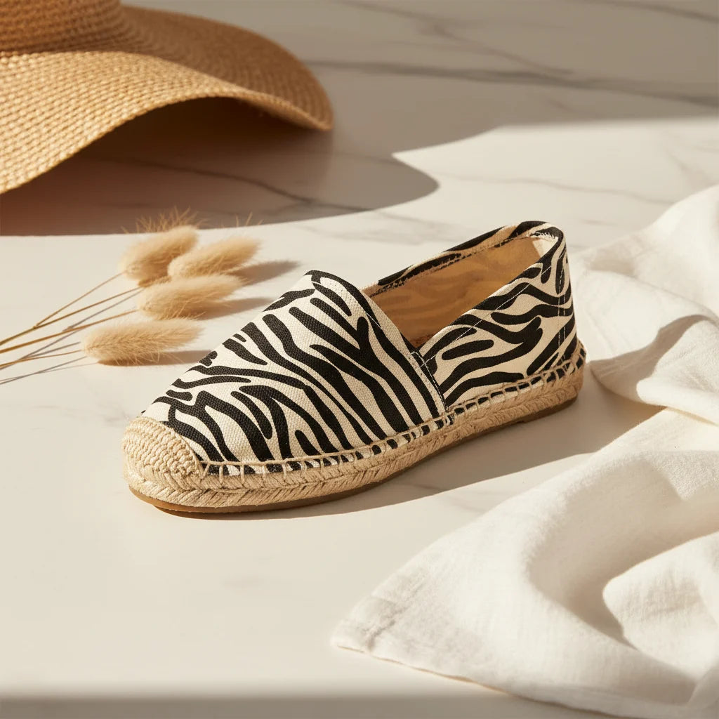 Espadrilles Femme Toile Imprimé Animalier – Ballerines Slip-On