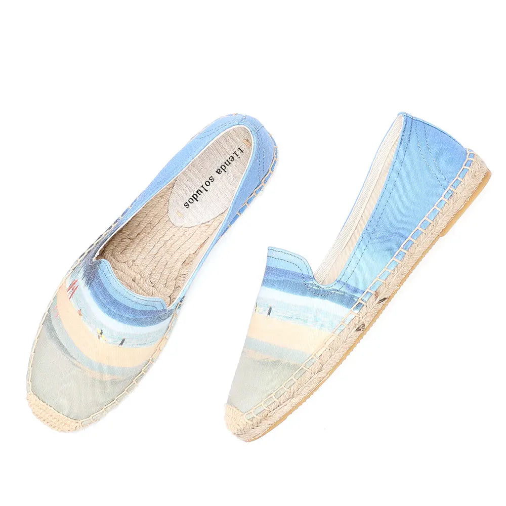 Espadrilles Femme Toile Motif Peint – Semelle Plate Corde