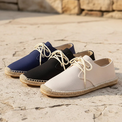 Espadrilles Homme Toile Lacets – Semelle Corde Cousue