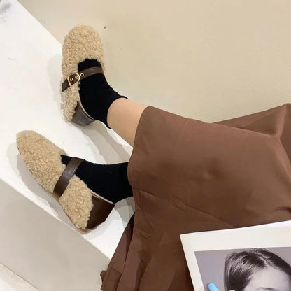 Mocassins Femme Chaussons Douillets en Mouton Synthétique