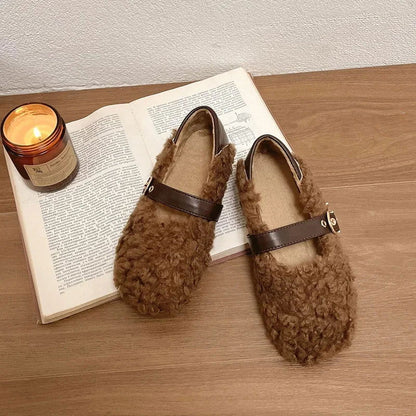 Mocassins Femme Chaussons Douillets en Mouton Synthétique
