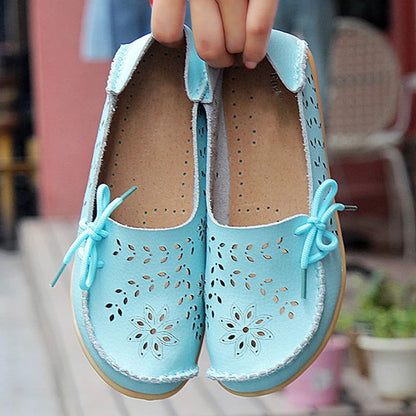 Mocassins Femme Fleuris en Simili Cuir – Chic et Confort