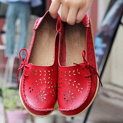 Mocassins Femme Fleuris en Simili Cuir – Chic et Confort