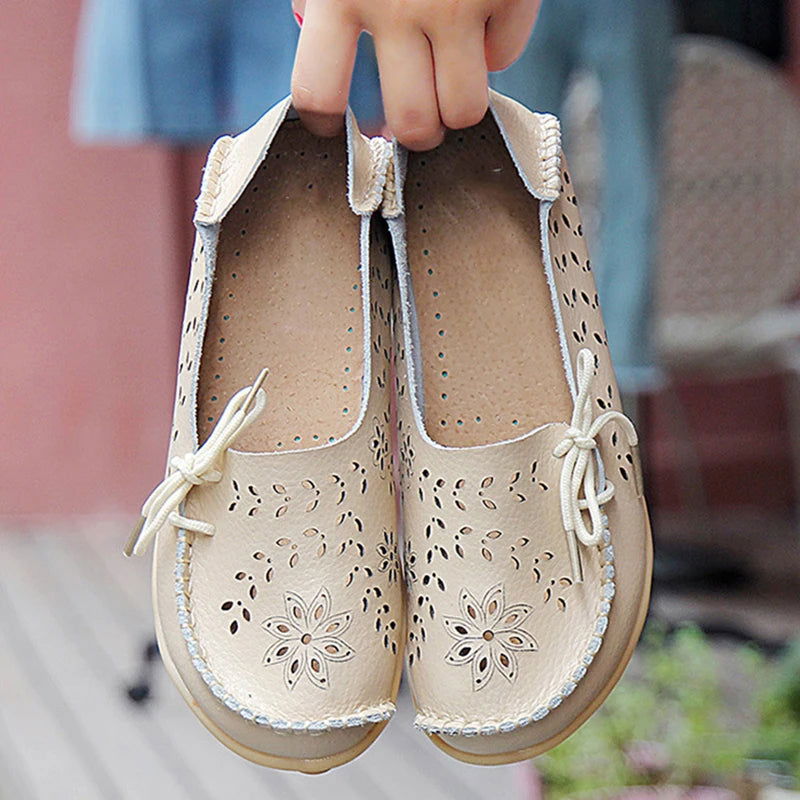 Mocassins Femme Fleuris en Simili Cuir – Chic et Confort