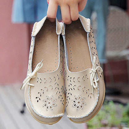 Mocassins Femme Fleuris en Simili Cuir – Chic et Confort