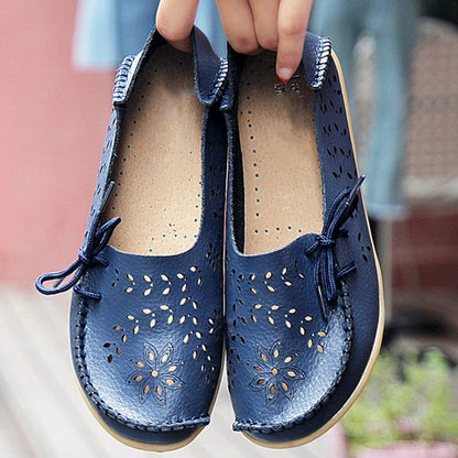 Mocassins Femme Fleuris en Simili Cuir – Chic et Confort