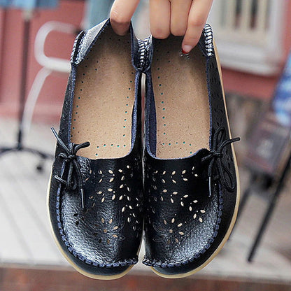 Mocassins Femme Fleuris en Simili Cuir – Chic et Confort