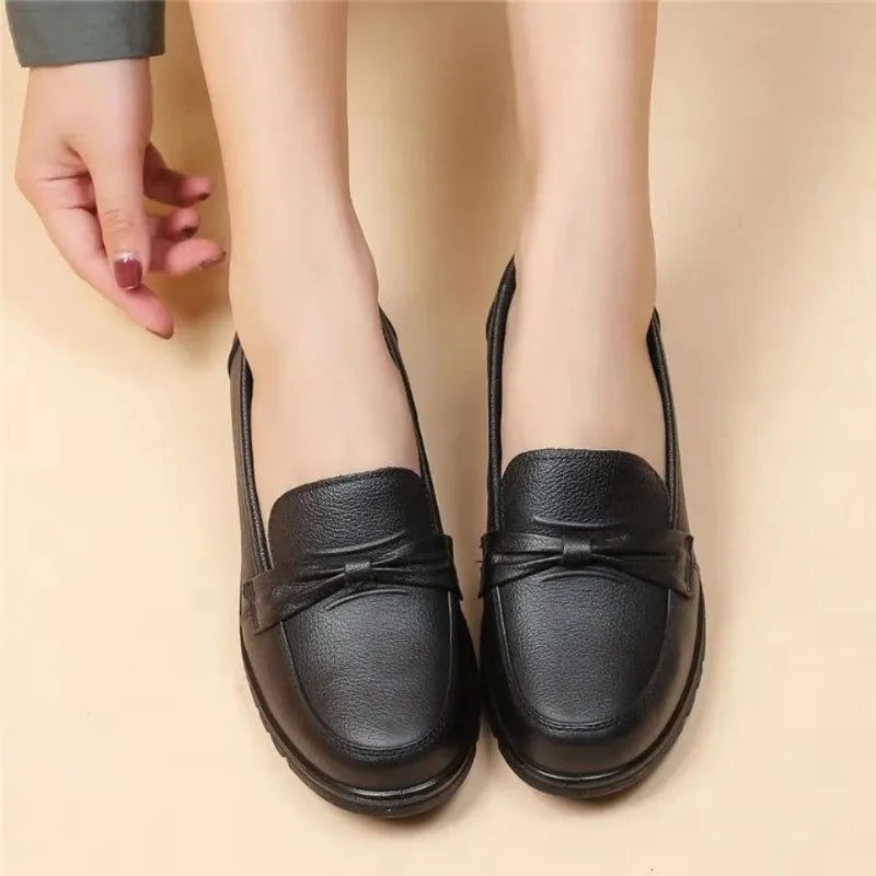 Mocassins Femme Noir avec Nœud